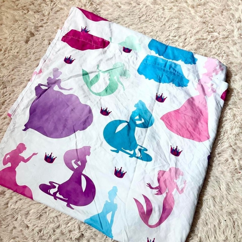 Disney Princess Flat Sheet Retro Colorful Upcycle Craft Whimsical Girls Bedding